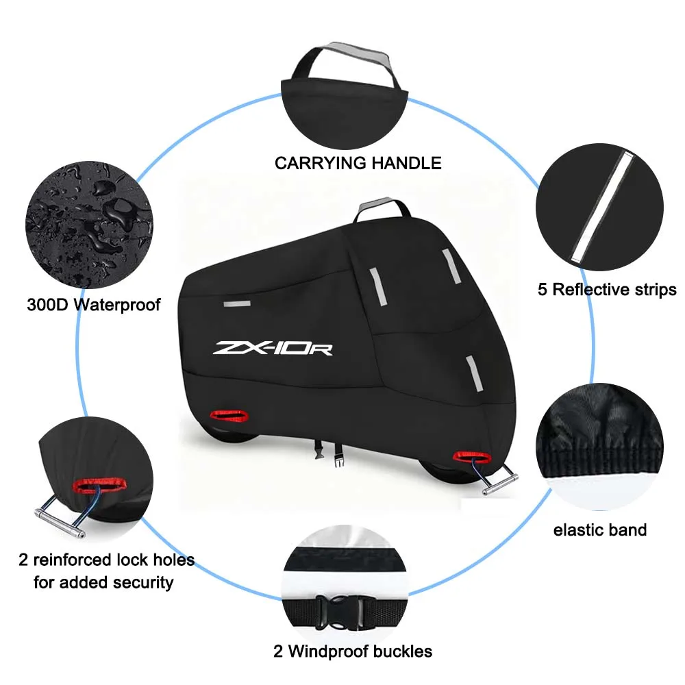 Motorcycle Cover 300D Oxford Waterproof Outdoor Indoor Snow Dust UV Protection for Ninja ZX10R 2008-2016 2026 2025 2015 2014