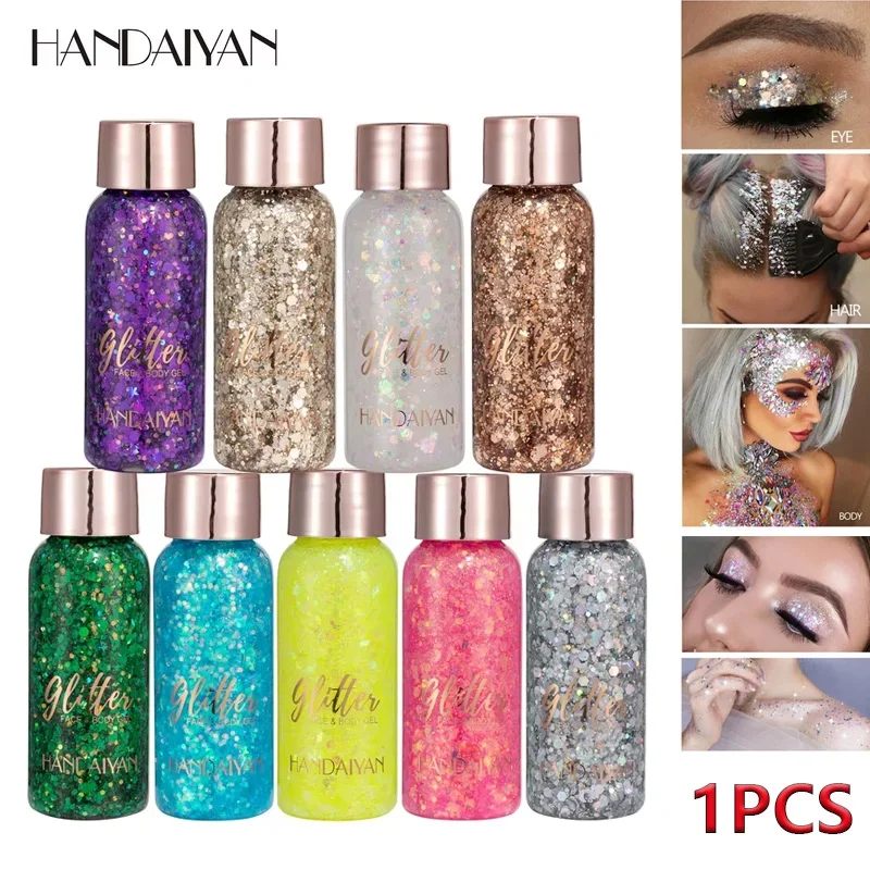 

HANDAIYAN Body Glitter Gel Mermaid Sequin Chunky Lasting Sparkling Lotion Glitter Liquid EyeMakeup Nightclub Stage Sexy Cosmetic