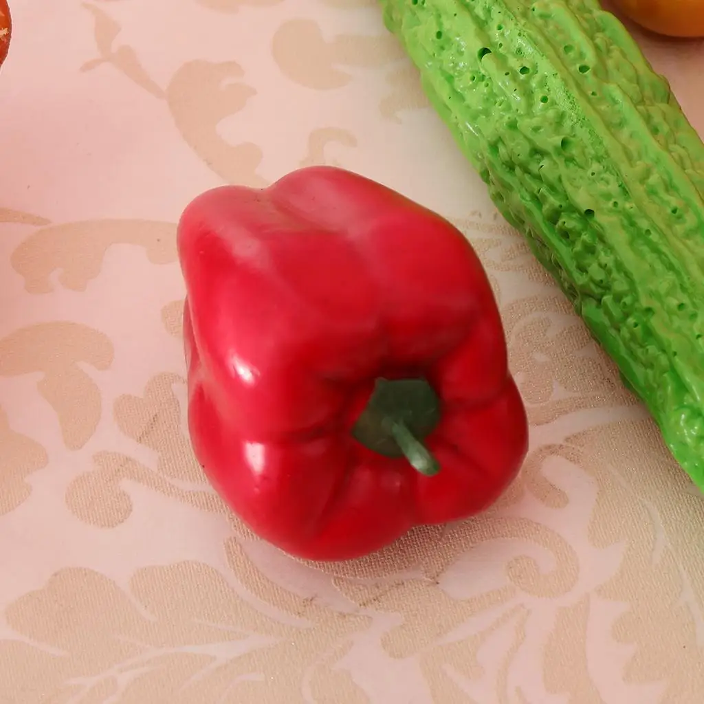 Realistic Artificial Vegetables PU Foam Decorative Bell Pepper Food Shaped Ornament for Kitchen Photography Props