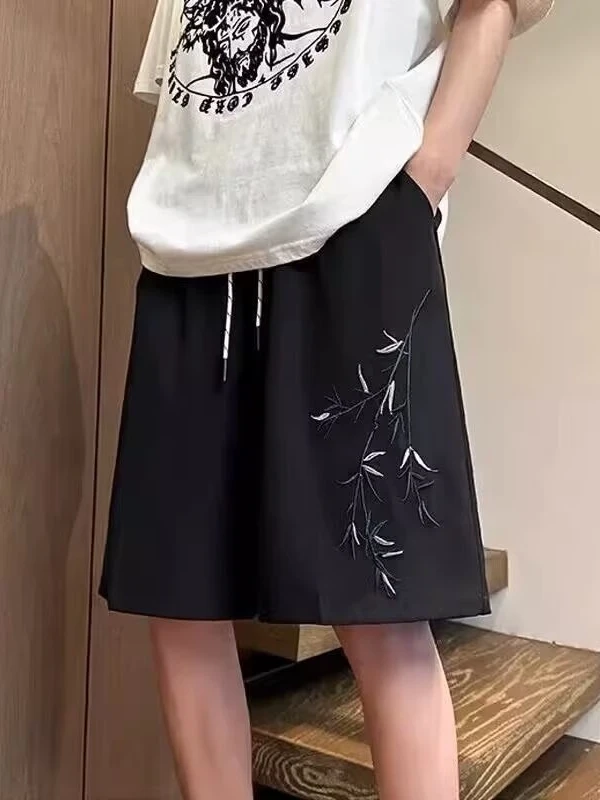 

Мужские летние свободные спортивные брюки больших размеров из ледяного шелка, быстросохнущие, дышащие, повседневные, прямого кроя, со средней посадкой и эластичным поясом