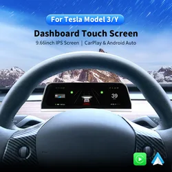 ​for Tesla Model 3 Model Y Digital Dashboard Heads Up Display  Android Auto 9.66inch IPS Screen Auto HUD Power Speed