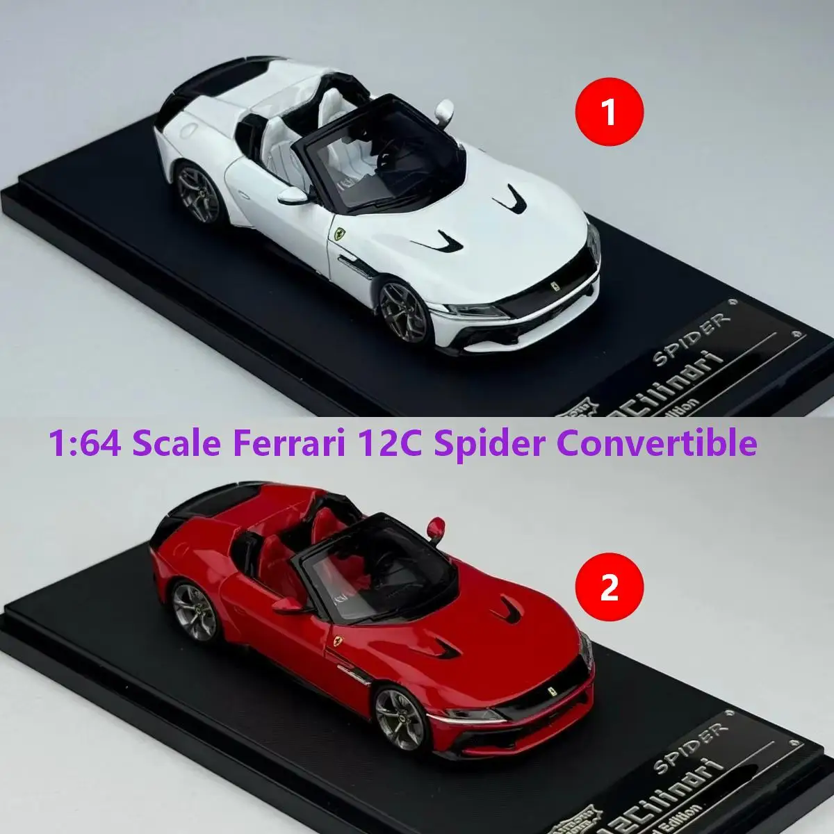 Diecast 1:64 Scale Ferrari 12C Spider Convertible Alloy Car Model