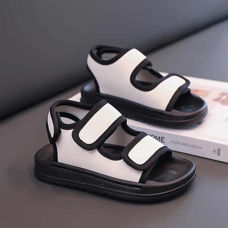 

2026 Summer Kids Sandals with Velcro, Soft Sole Beach Shoes for Boys & Girls, Breathable Anti-Slip Casual Slides for Daily