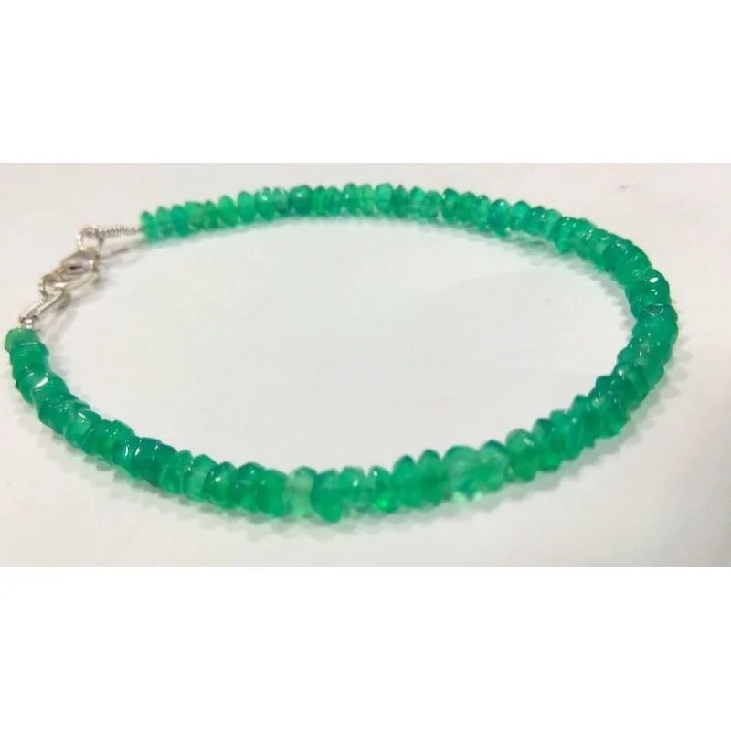 Natural 3-4MM Green Onyx Faceted Rondelle Gemstone Beads Healing Bracelets 6-8''