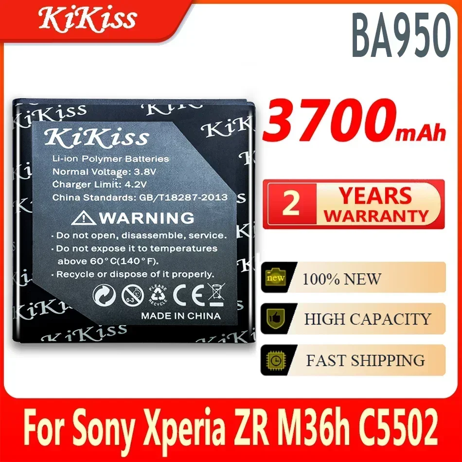

Аккумулятор KiKiss для сотового телефона BA950 для Sony Xperia ZR SO-04E M36h C5502 C5503 Dogo/для Xperia A AB-0300, литиевые батареи 3700 мАч