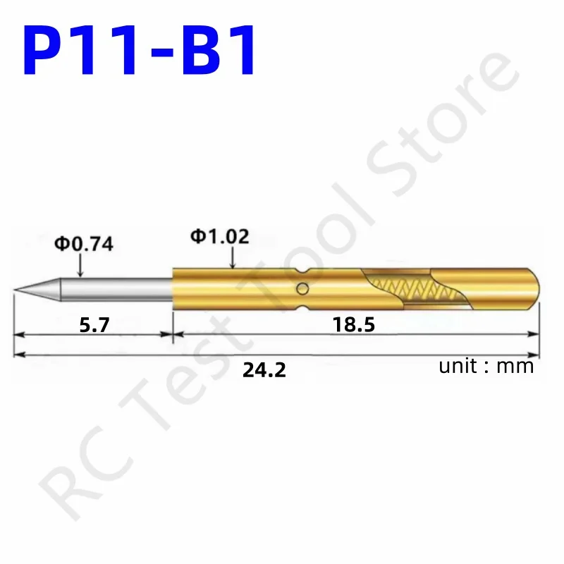 20/100PCS P11-B1 Spring Test Probe Test Pin Pogo Pin P11-B Electric ICT FCT PCB Test Tool 0.74/1.02/24.2mm Needle Sharp Tip Head