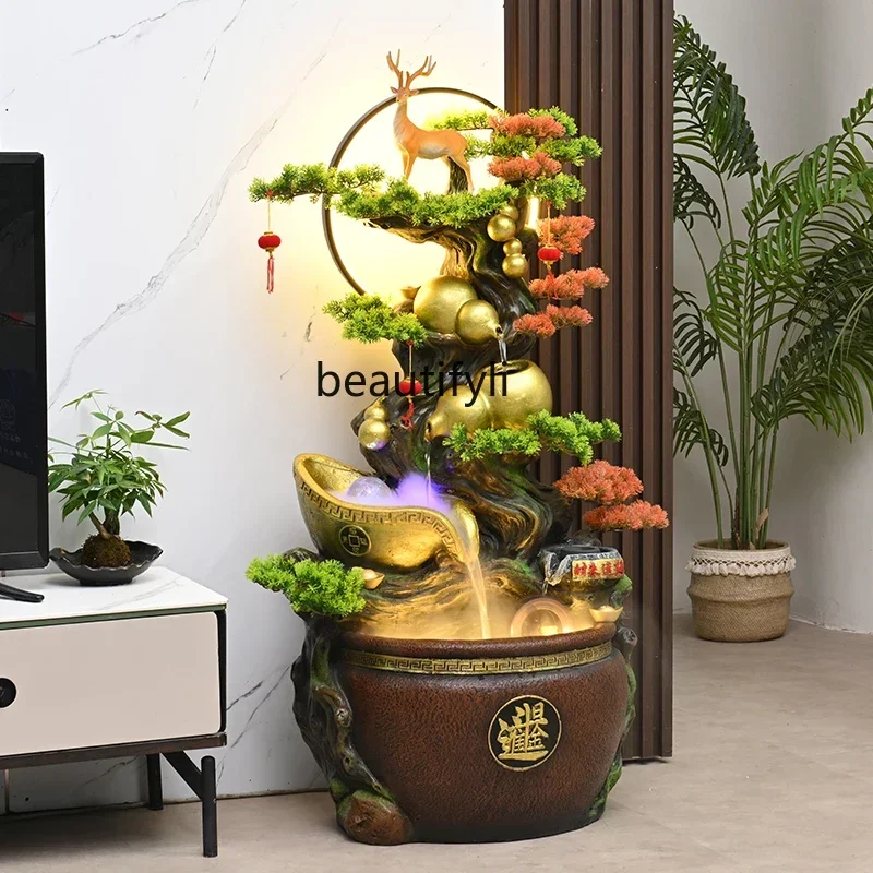 

Flowing water makes money ornament circulating water landing feng shui wheel living room lucky office decorative