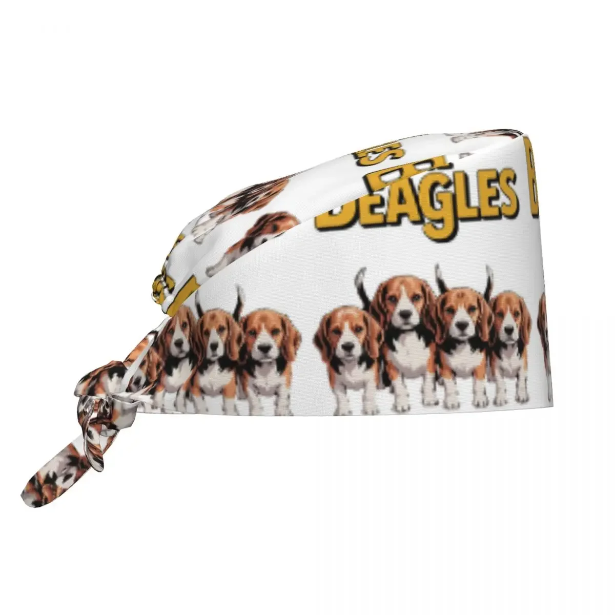 The Beagles Four Beagle Dog Crossing Scrub Hat Doctor Working Surgical Cap Men Women Adjustable Nursing Caps for Dentist