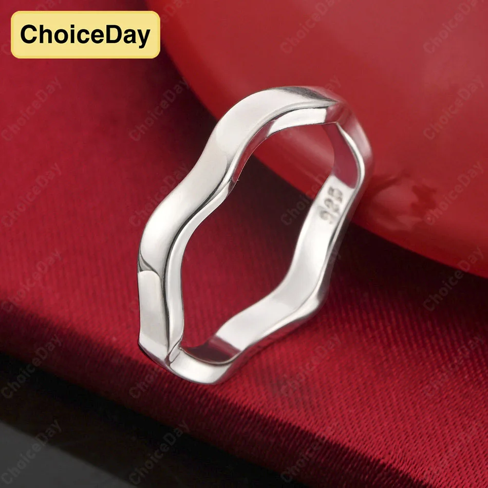 

ChoiceDay 925 Sterling Silver 7-10 Delicate Ripple Ring Women's Engagement Accessories Wedding Jewelry