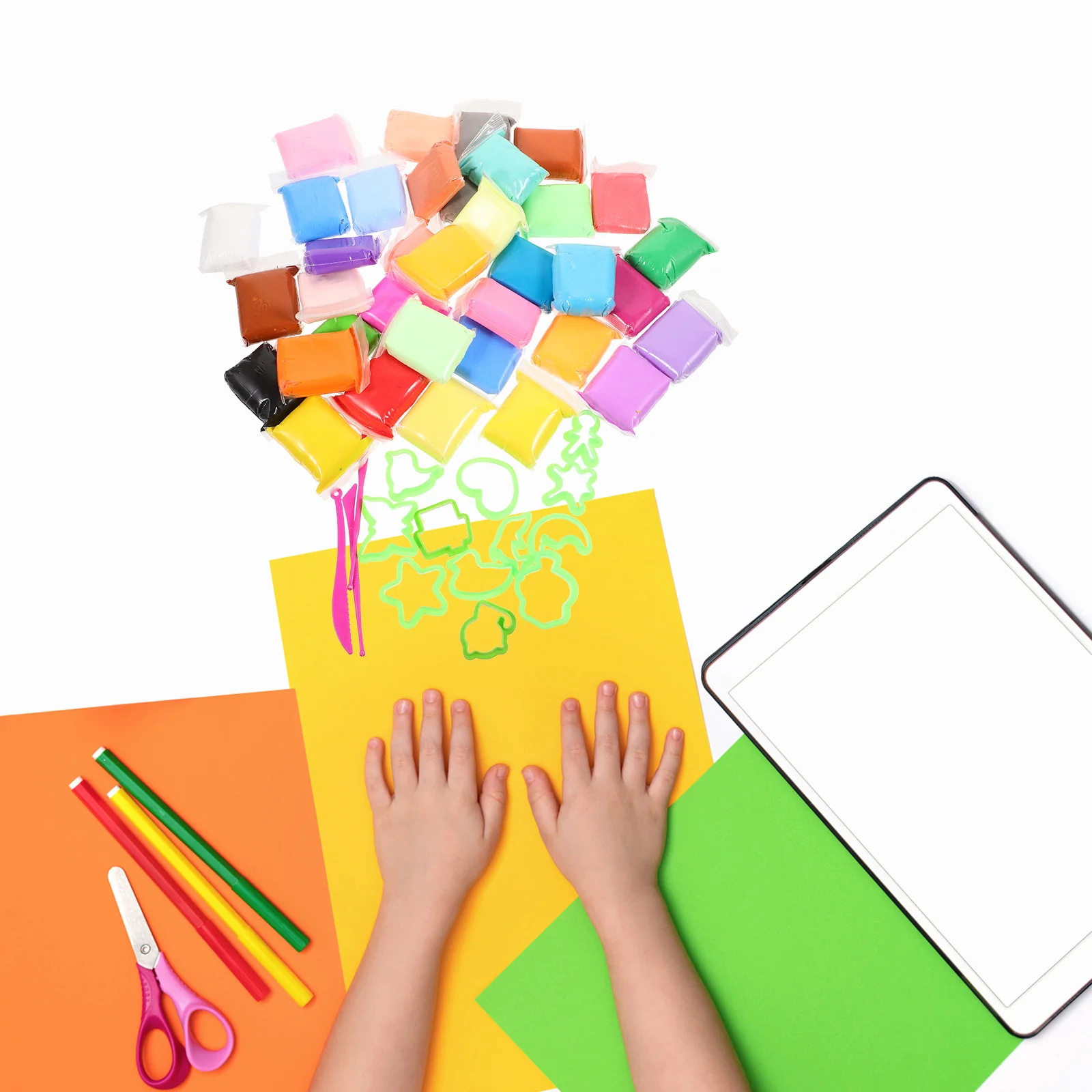 1 ensemble de bricolage Kit polymère coloré modélisation sèche pour enfants adolescents, ensemble d'artisanat en argile légère, cadeau de jeu artisanal,