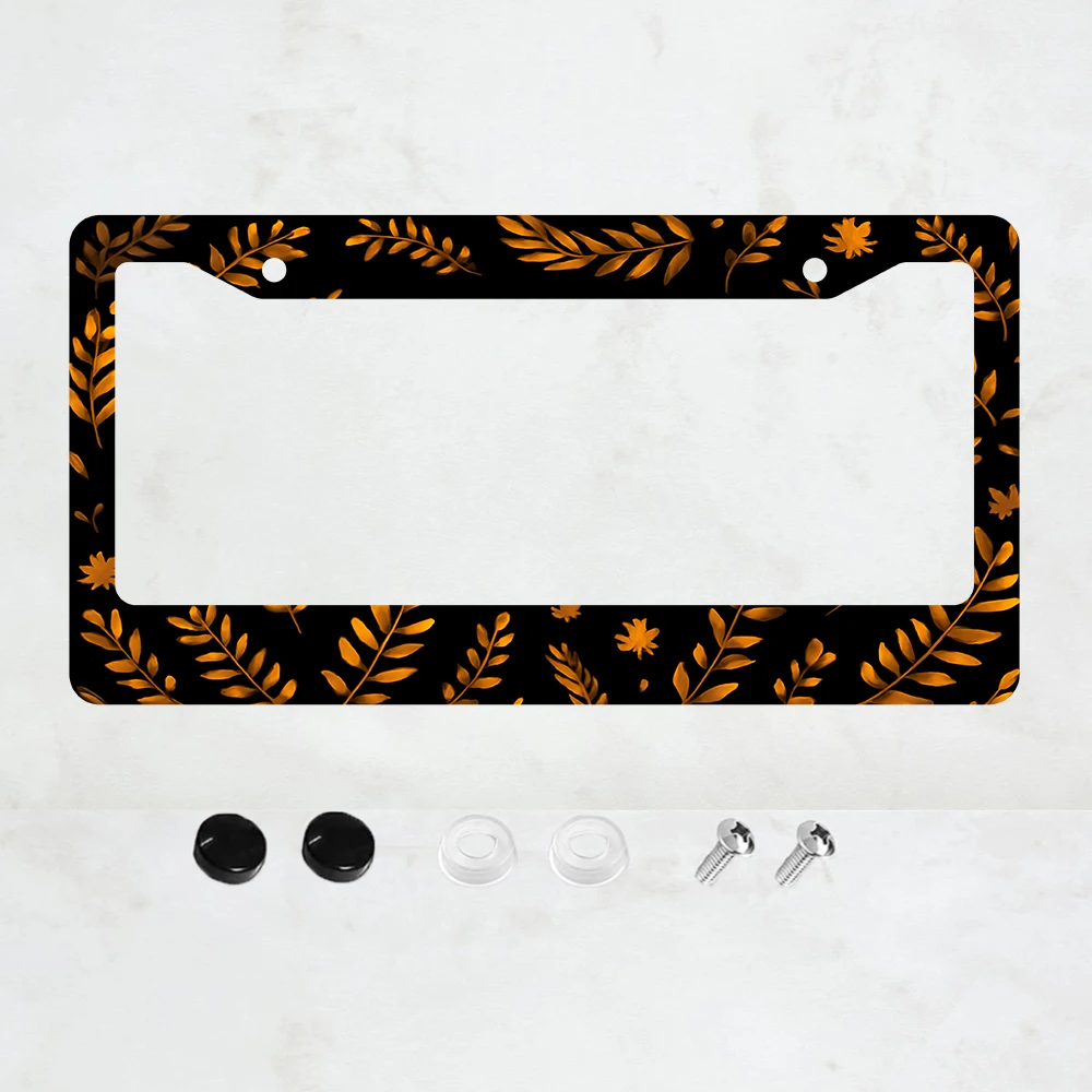 

1 шт. рамка для номерного знака с 2 отверстиями, черная, с золотым цветочным узором, из алюминия, 6x12 дюймов, в комплекте с винтами.