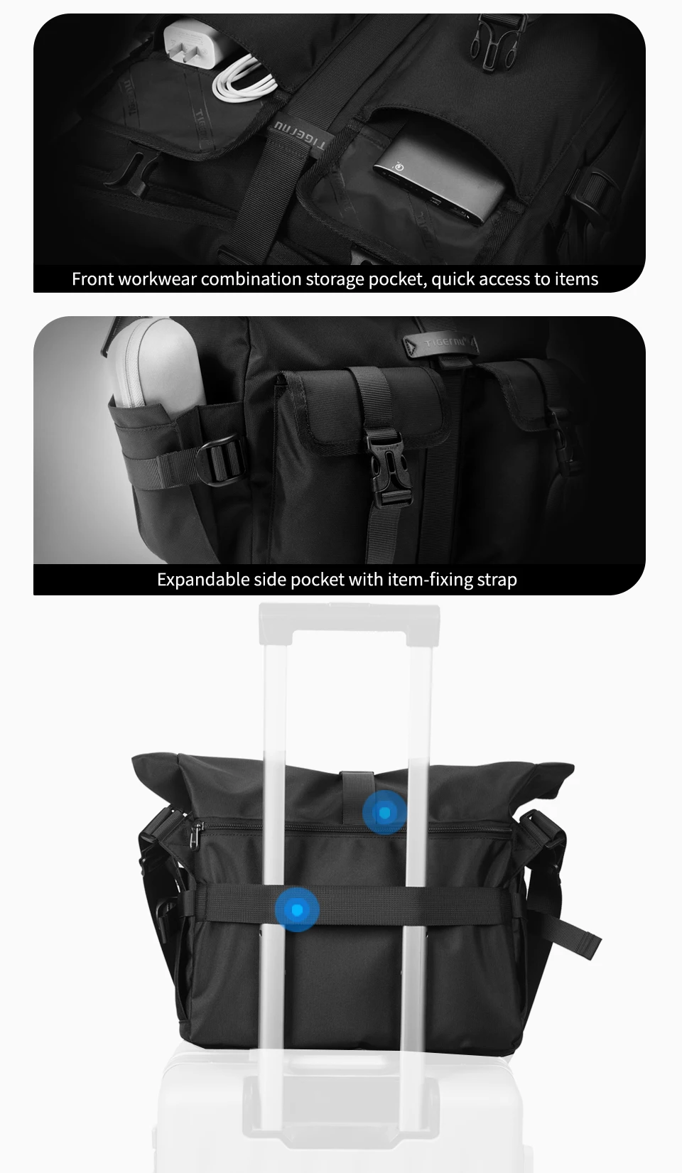 Tigernu, bolsos de mensajero a la moda, bolsos de hombro para hombre, bolso para ordenador portátil de 13,3 pulgadas, bolsos cruzados para exteriores para hombres, bolsos de ciclismo, mensajero para niños