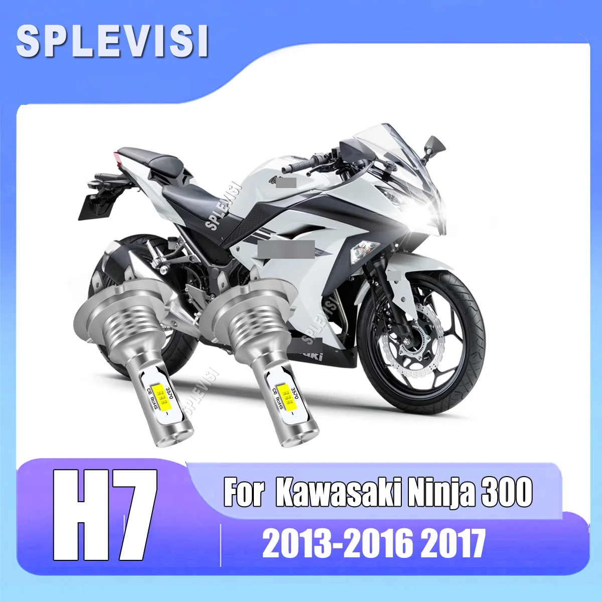 

12v H7 Motorcycle Led 6000K Headlight Bulbs -heightened visibility in any driving condition For Kawasaki Ninja 300 2013-2017