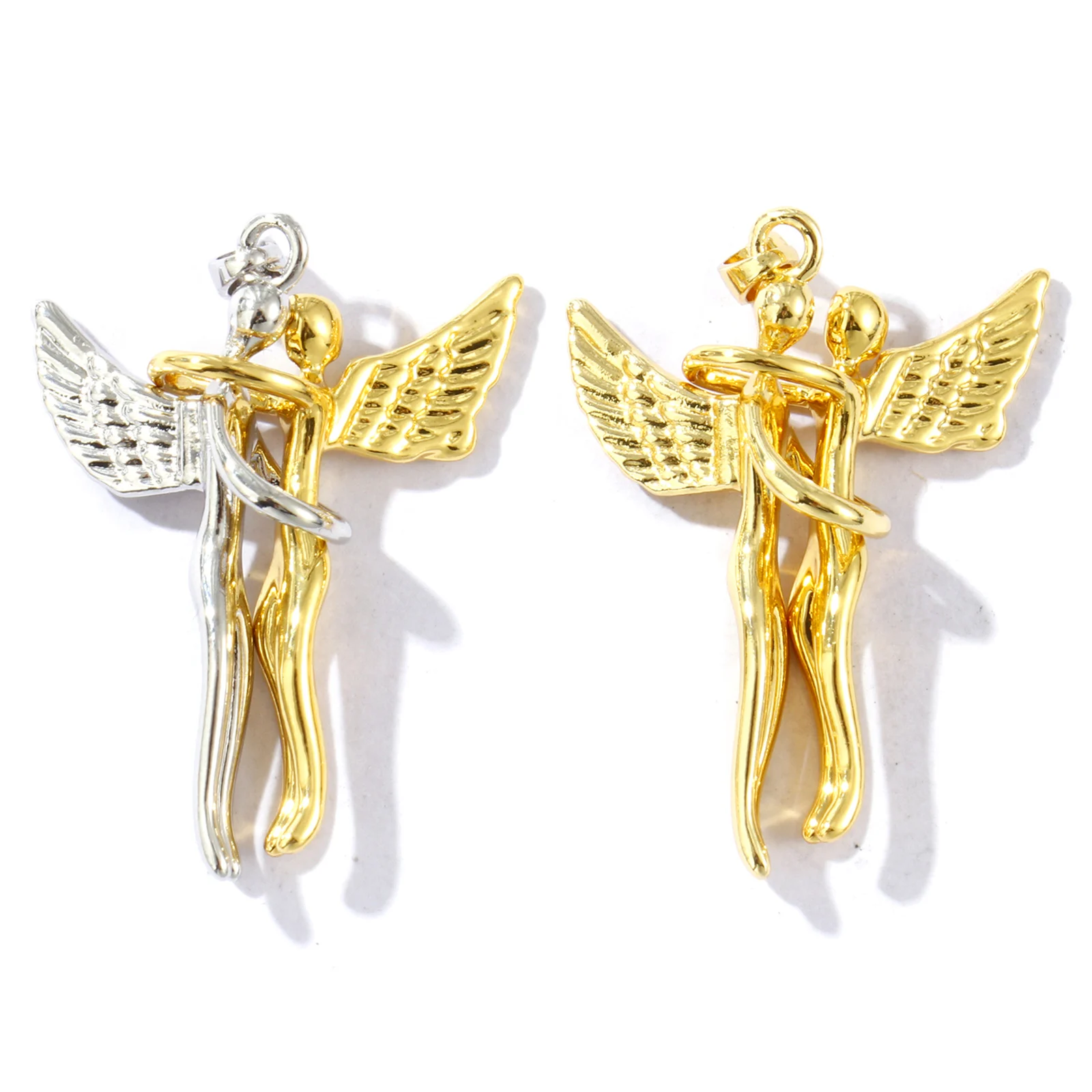2pcs/Set Brass Charms Valentine's Day Angel Detachable Gold Color & Silver Color Pendants For Women DIY Necklace Jewelry Gifts