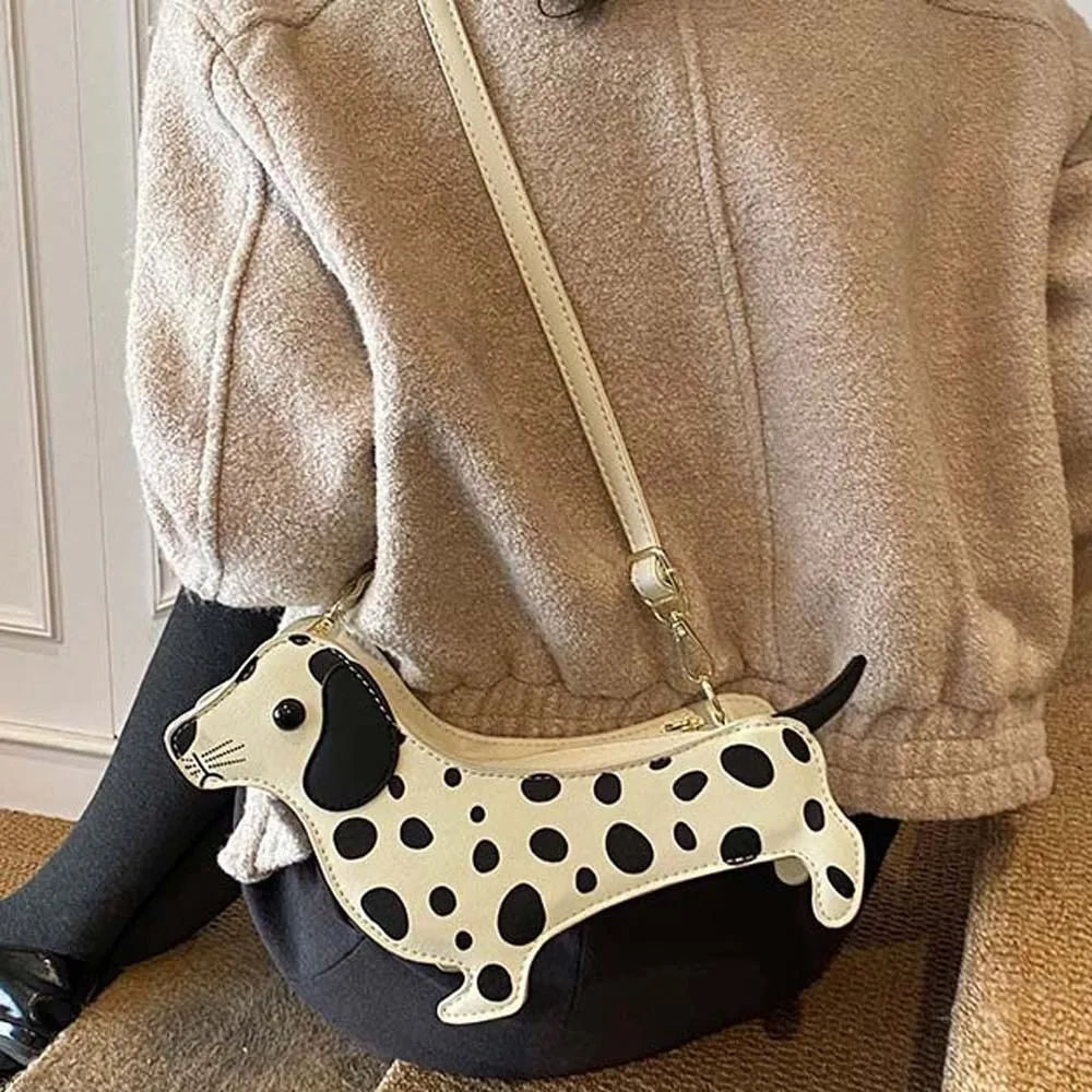 Kawaii Dachshund Crossbody Bag Three-dimensional Anti-splash Water Dog PU Shoulder Pouch Lightweight Korean Style