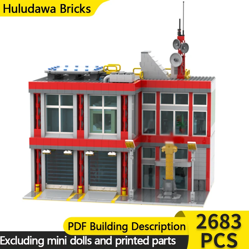 

Модель City Street View MOC, строительные кирпичи, центр пожарной станции, модульная технология, детские праздничные подарки, сборные игрушки, костюм