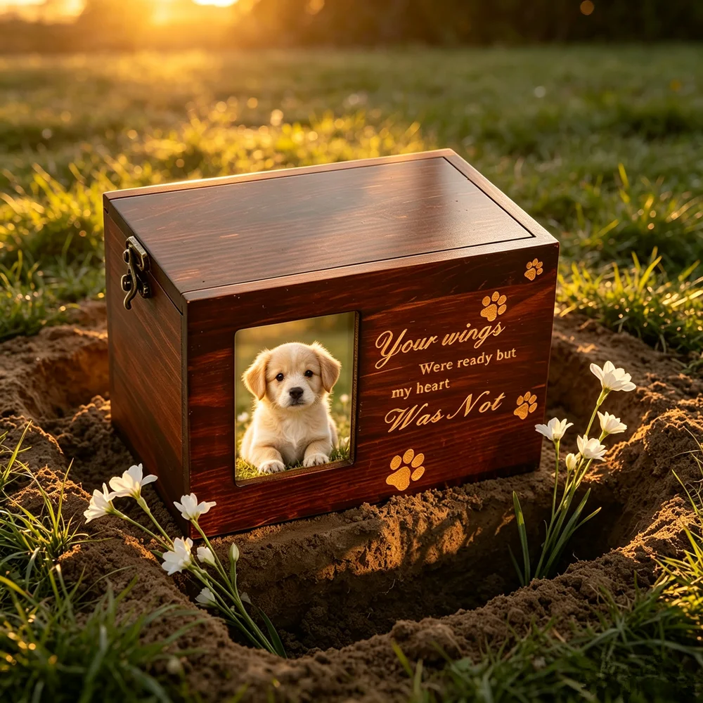 Engraved Wood Frame - Urne funéraire en bois pour animaux