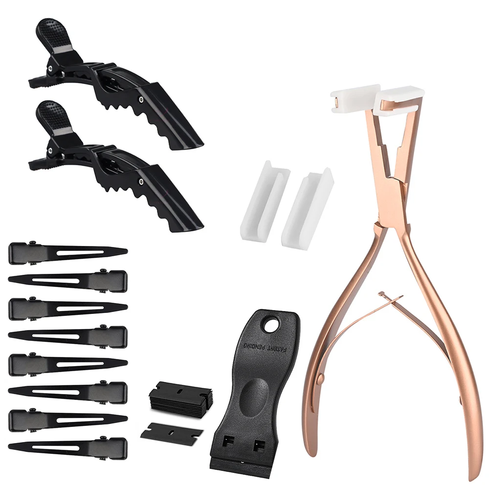 

Hair Want Tape in Hair Extension Tool Kit Stainless Steel Hair Sealing Pliers for Tape-In Extension Metal Hair Clips
