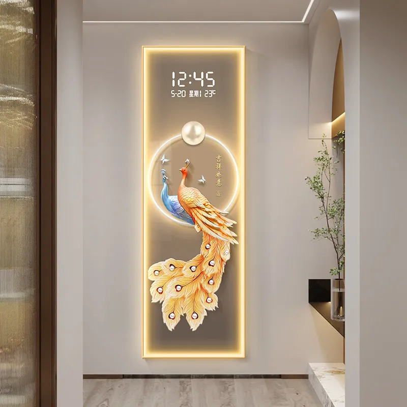 New Chinese Style Entrance Led Decorative Painting Home Decoration Living Room Sofa Bedroom Corridor Wall Clock Mural Light