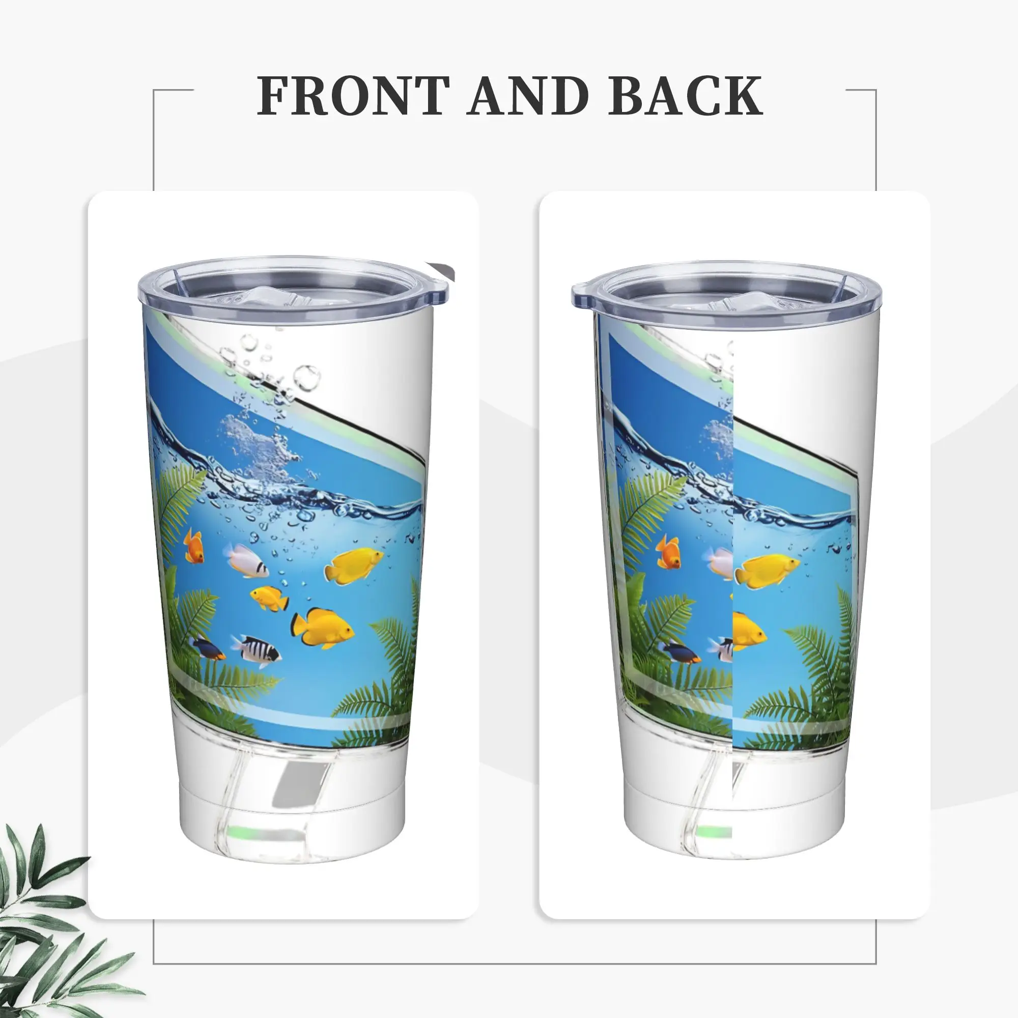 Futuristic Aquarium Screen  Insulated Tumbler with Straws Lid Frutiger Aero Stainless Steel Coffee Mugs Car Bottle Cups, 20oz