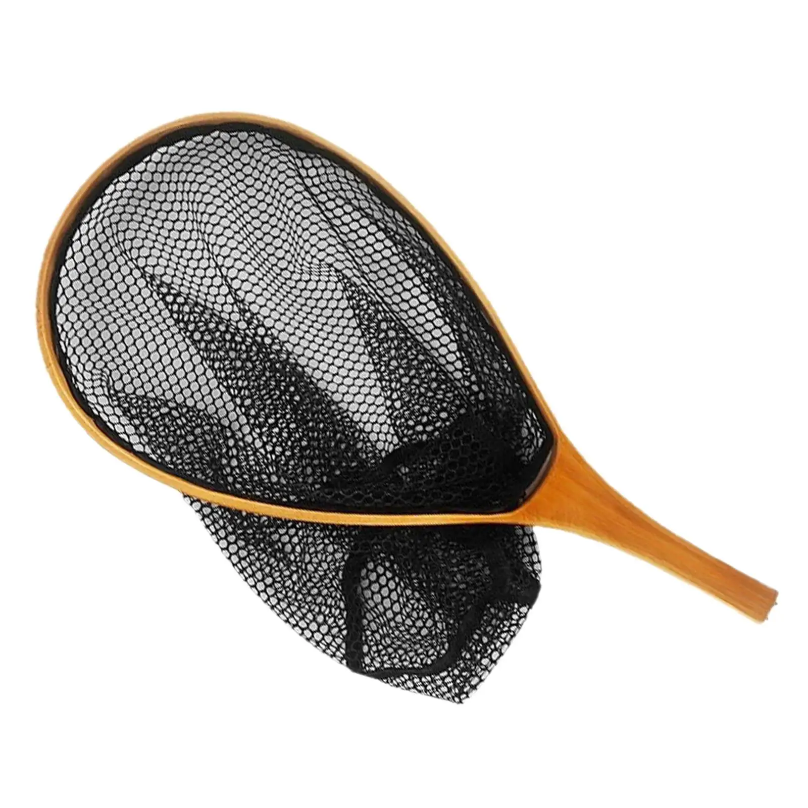 

Fly Fishing Net Oval Quick Drying Wood Frame Portable Lightweight Fishing Gear Fish Net for Outdoor Boating Saltwater Freshwater