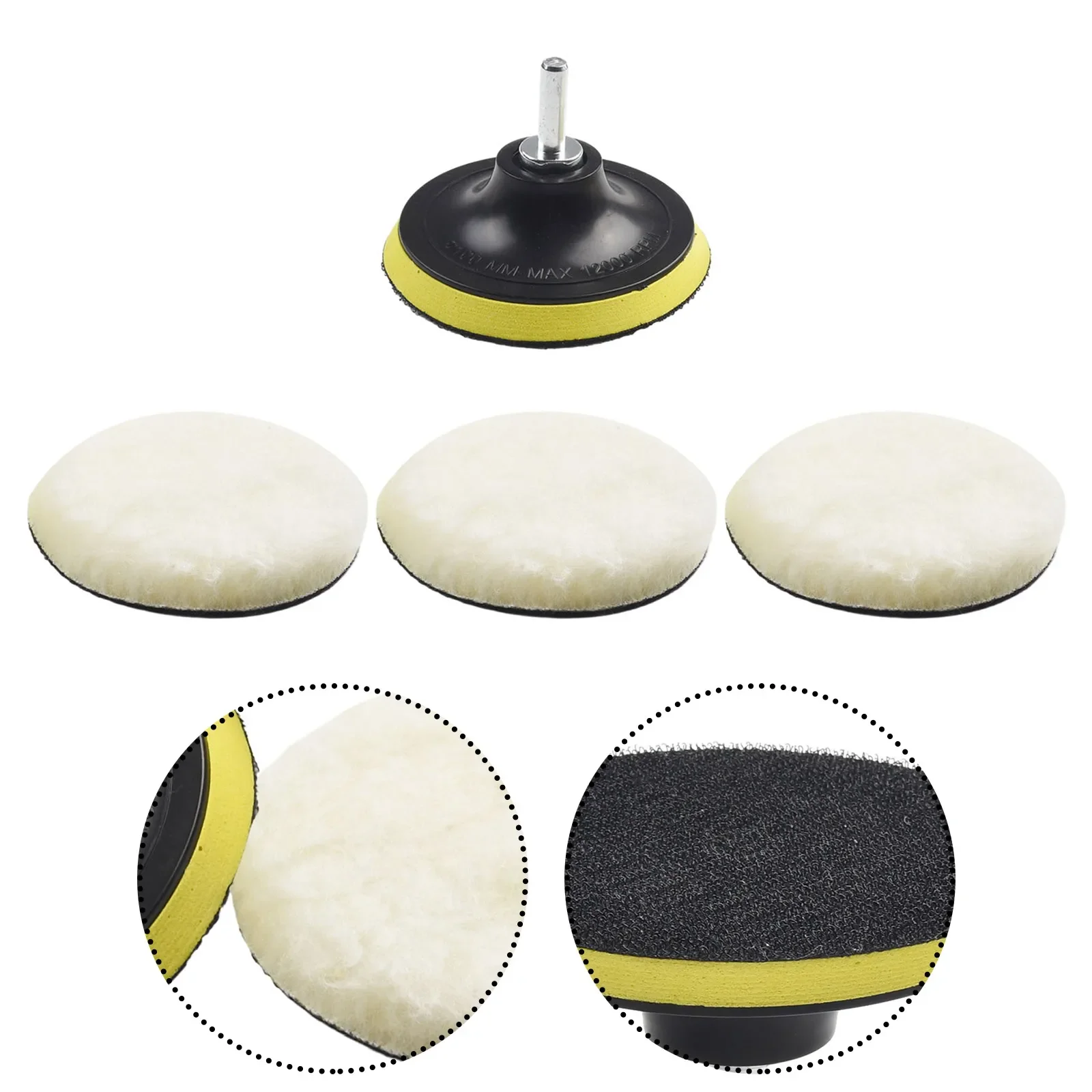 Imagem -04 - Carro Polimento Pad Kit Carro Encerando Esponja Roda de lã Auto Paint Care Polidor Pads Carro Gadget Pcs 4