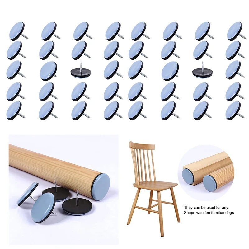 40pcs Furniture Sliders Table Feet Slider Pad Floor Protector Moving Anti-abrasion Furniture Nail Self-Adhesive Chair Leg Pads