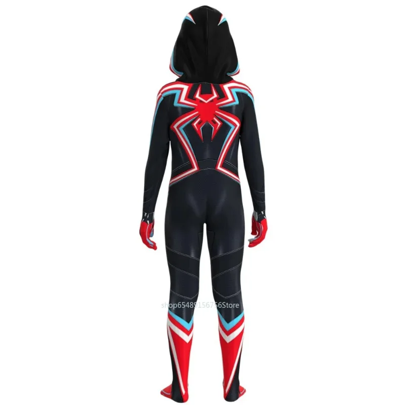 Halloween costume 2099 Miles Morales Cosplay Costume or Kids Adult Black Spider Bodysuit with Hat Superhero Children Jumpsuit