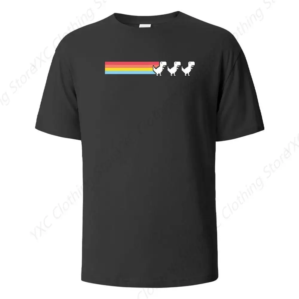 Rainbow Dinosaur T-Shirt 100% Cotton Summer Tees Sleeve Crew Neck Soft Fitted Tees S - 6XL Fresh Classic Basic Tshirts