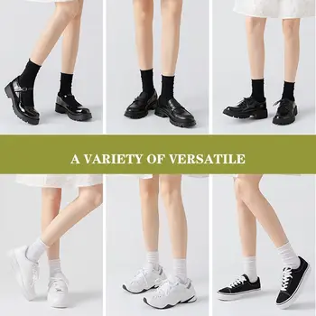 5雙裝女用冰薄寬鬆中筒襪夏季紫色過膝尼龍襪日系學院風純色 10 最佳銷售 女士薄襪子 - №2