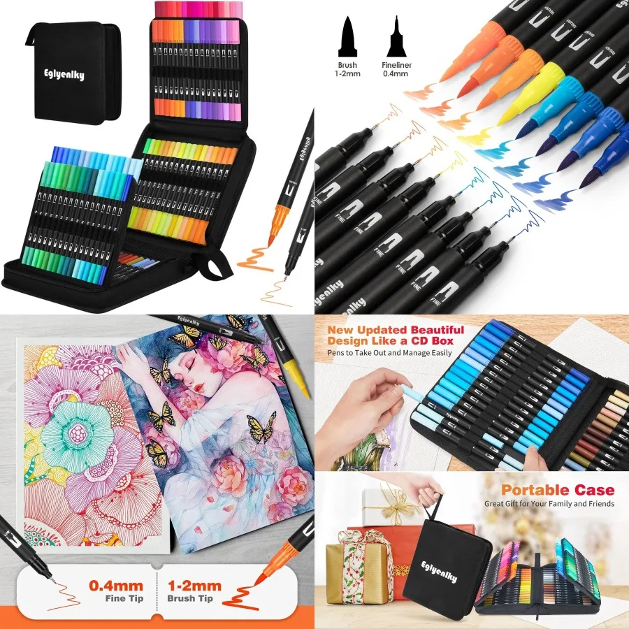 

Dual Brush Pens Markers for Adult and Coloring Books 100 Vibrant Colors with Fine Point and Brush Tip Design Ideal for Detailed