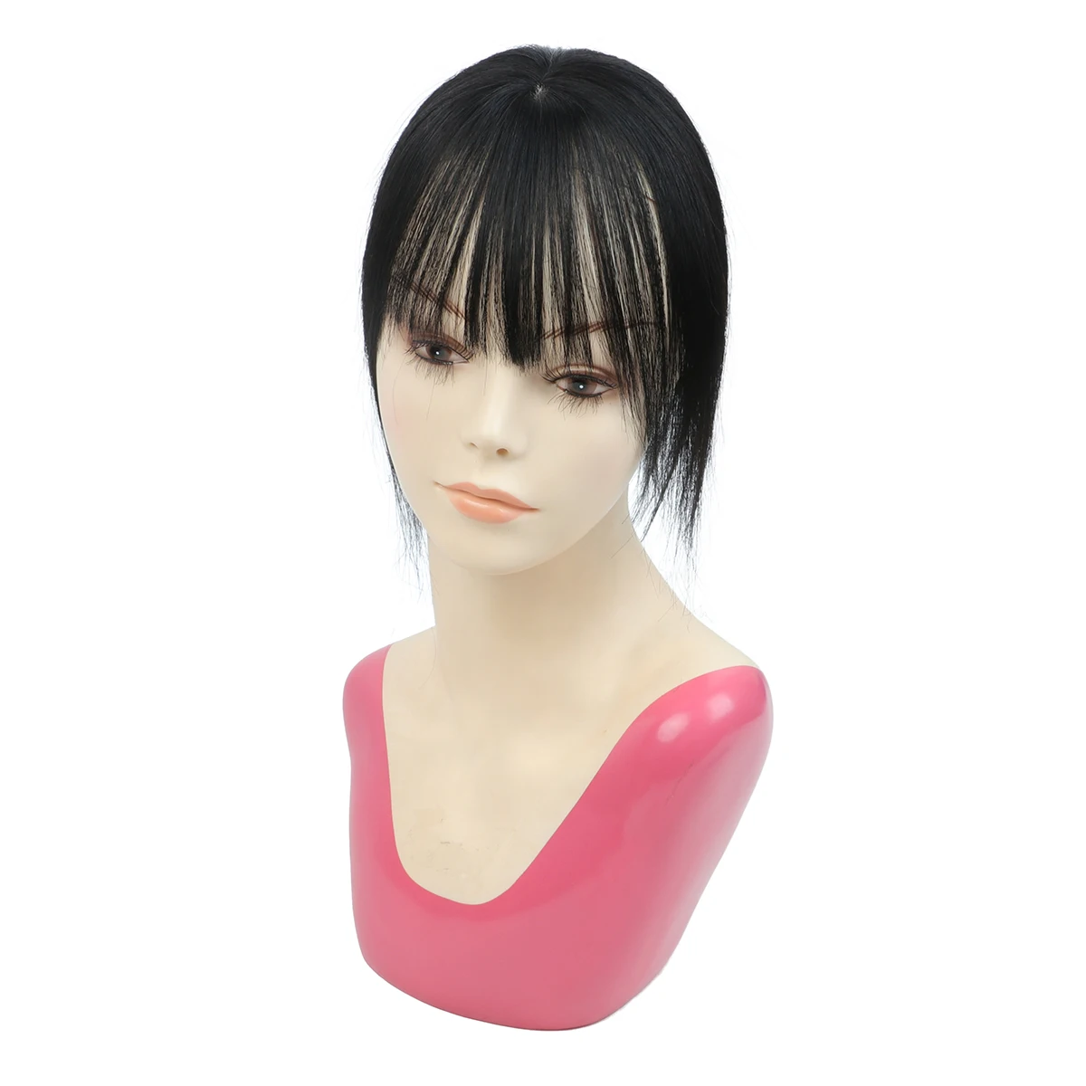 Toppers di veri capelli umani per donne Quotidiano 360 °   Frangia Pezzi di capelli 3D con frangia per capelli diradati20, 25, 30, 35 cm
