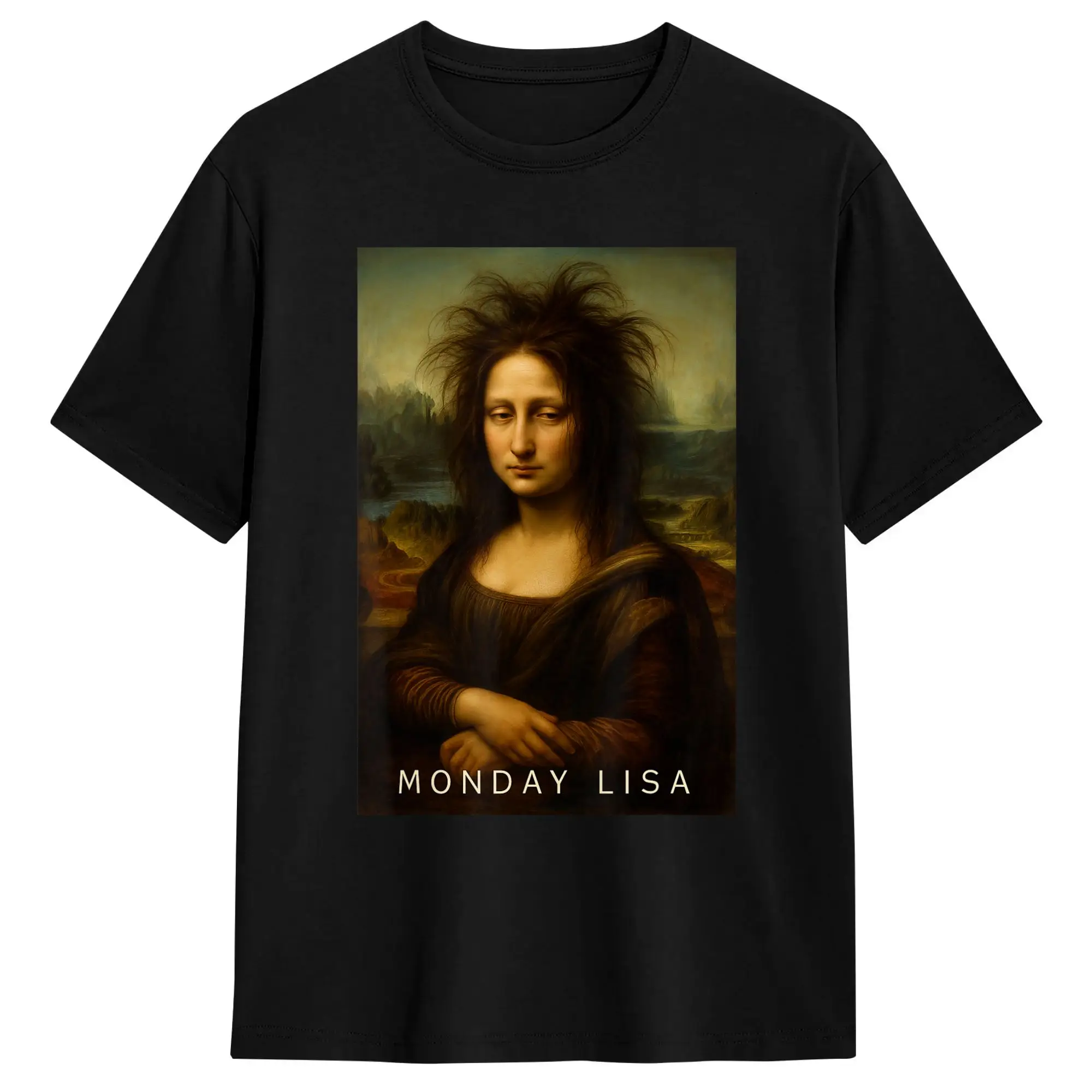 Monday Lisa Disheveled Classic Art Parody Week Start Mood T Shirt Summer Harajuku T-Shirts Men Cotton Comfortable Oversized Tees