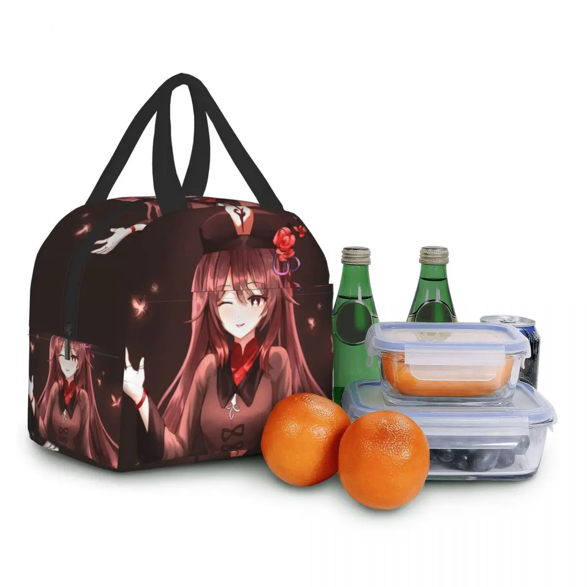 Genshin Impact Hu Tao Saco de Almoço Isolado para Mulheres, Impermeável Mágico Anime Game Cooler, Caixa Bento Térmica, Escritório, Piquenique, Viagem