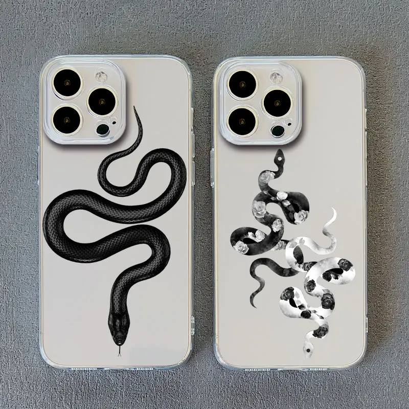 Schlangen blume Handy hülle für iPhone 14 11 12 13 Mini Pro Max 13 Pro Max x XS XR 14 7 8 plus se 2020 transparente Rückseite Funda