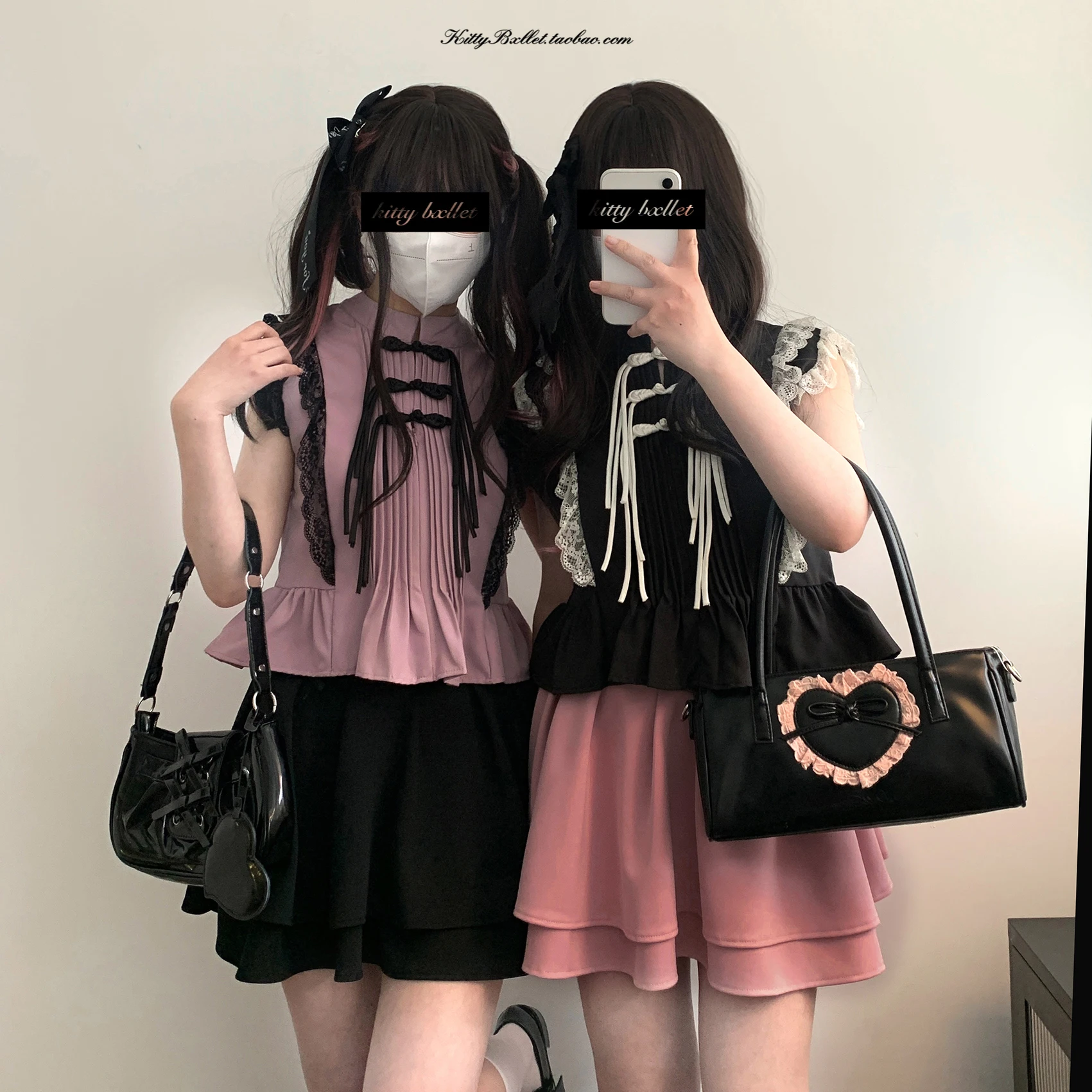 Dophee Original Double Bow Women High Waist Short Skirts Landmine System Cute Girls Pink Ball Gown A-line Mini Skirt Students