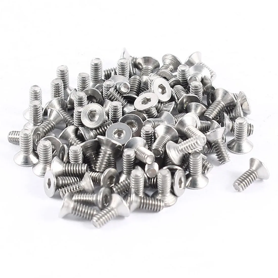 100pcs 304HC Stainless Steel Hex Countersunk Flat Bolts Screws M2x5mm