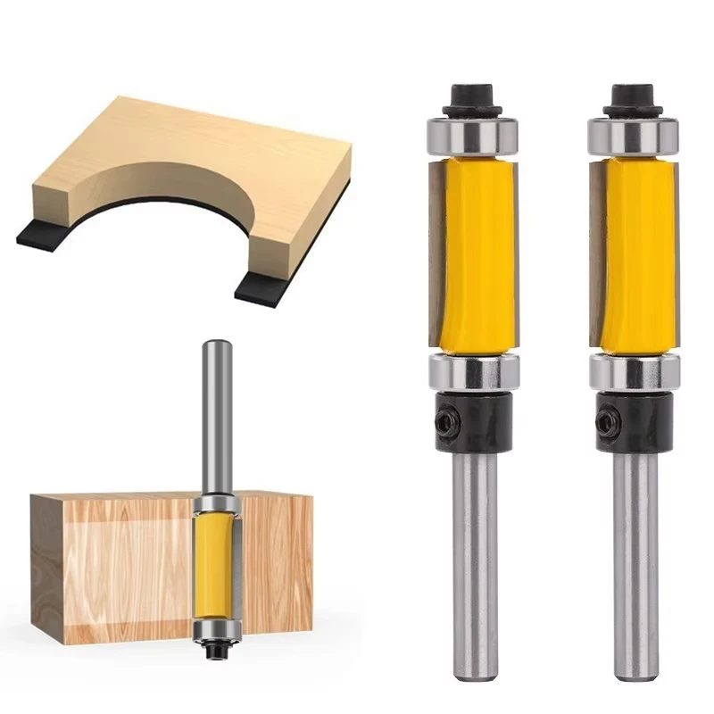 Haste reta Router Bit para Carpintaria, Rolamento Superior e Inferior, Rolamento Duplo, Cortador de Guarnição, Fresa, 1/4 pol