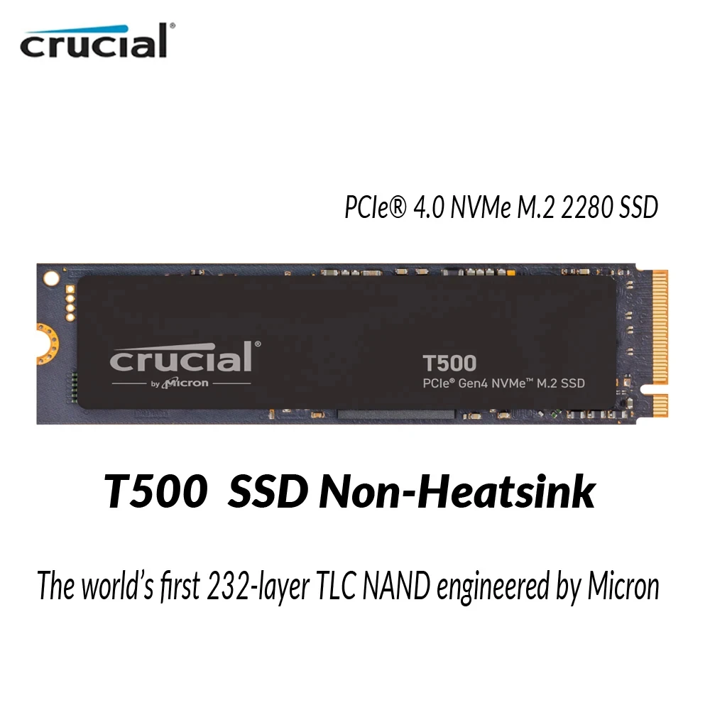 SSD-накопитель Crucial T500, 500 Гб, 1 ТБ, 4,0 NVMe M.2 SSD, 7400 Мб/с