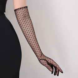 Vintage Black Round Dot Lace Gloves Cosplay Sexy Mesh Thin Photo Wedding Dress Photography Accessories Women's Summer Sunscreen