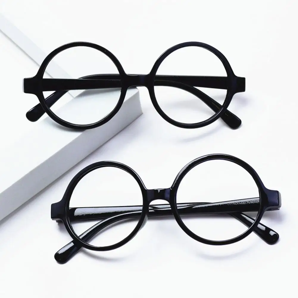 Round Wizard Glasses for Kids & Adults, Black Circle Frame Costume Prop Fake Glasses for Pretend Play, Cosplay, Halloween Party