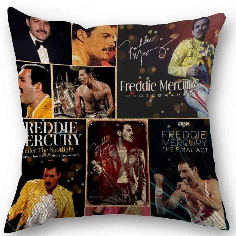 Funny Freddie Mercury Pillowcase Home Textile Cotton Linen Fabric 45x45cm One Side Decoration Pillow Cover 1014