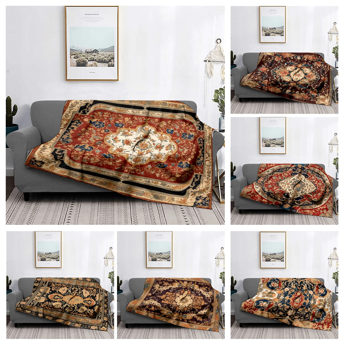 

Home decoration plush Throw Sofa blanket Bedspread on the bed fluffy soft blankets decor Plaid Modern Persia boho Blankets