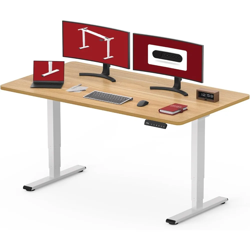 مكتب قائم كهربائي مقاس 48 بوصة، مكتب قابل للتعديل لارتفاع المحرك المزدوج، مكتب قائم مستقر ومتين بثلاث مراحل للمكتب المنزلي #1