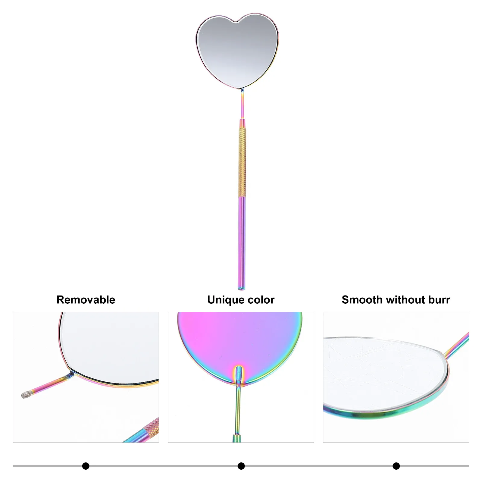 

Eyelash Stainless Steel Lash Extension Shape Non Slip Handle Detachable Eyelash Check Mirror Lash Extension