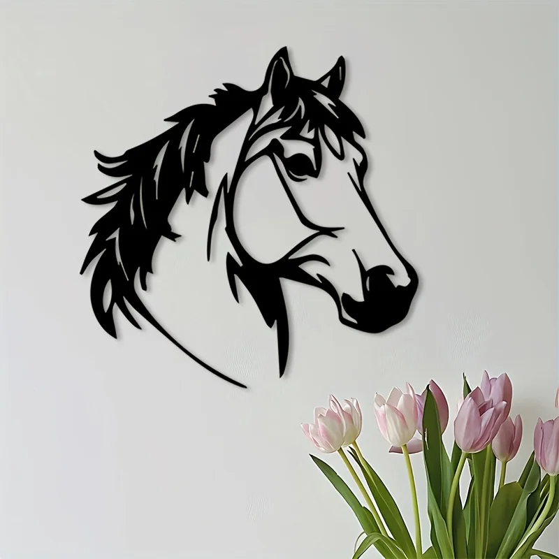 1pc Iron Horse Head Wall Art Decor, Minimalist Metal Sculpture for Living Room, Bedroom, Office, Gift for Art Lover