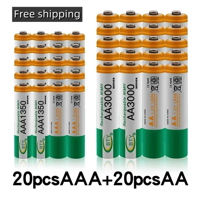 

Rechargeable Battery 1.2V AA3000MAH+AAA1350MAH Nickel Hydrogen Battery Suitable for Computerclocksradiosvideogamesdigitalcameras