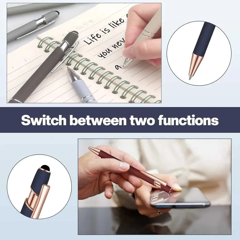 1–7 Stück Kugelschreiber, 2-in-1-Stylus, einziehbarer Metall-Stylus-Stift für Touchscreens mit Stylus-Spitze, 1,0 mm schwarze Tinte – Detail 6