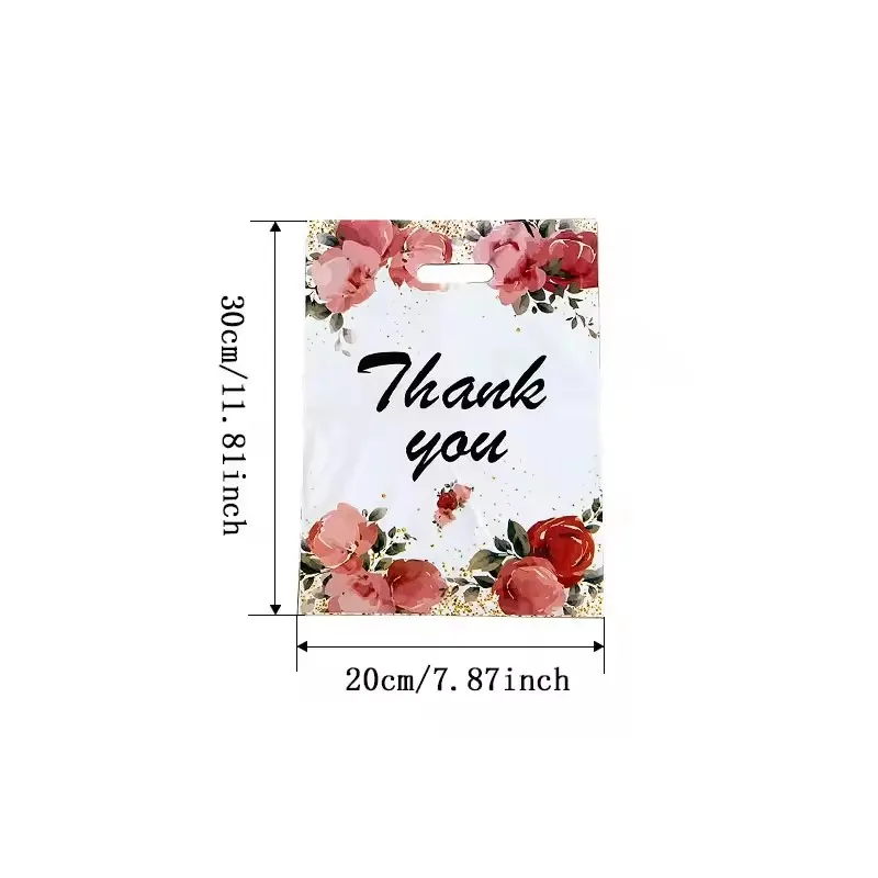 50pcs New Thank You Shopping Bags Durable Merchandise Extra Thick Reusable Handles Bag Convenient Party Gifting Sturdy