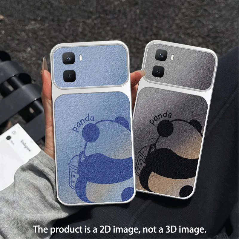 Large Window Case For Infinix GT 50 Pro Protective Cover Leather Texture Panda Pattern Painted